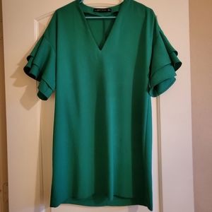 Zara V-neck ruffle sleeve mini dress sz M